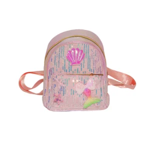 Παιδικό Σακίδιο Πλάτης Ροζ με Πούλιες και Σχέδιο Γοργόνας 22x17x8cm
