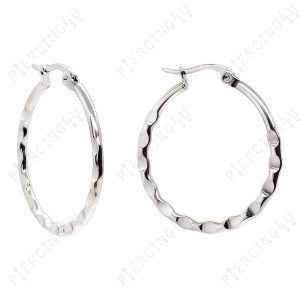 HP-1121-600x600 Σκουλαρίκι Ανάγλυφος Κρίκος 1.3*30mm από Χειρ. Ατσάλι Ασημί